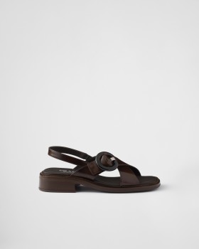 Prada Brushed Leather Sandals With Buckle Sienna