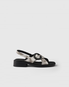 Prada Brushed Leather Sandals With Buckle White