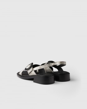 Prada Brushed Leather Sandals With Buckle White