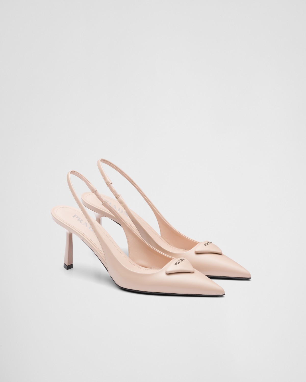 Prada Brushed Leather Slingback Pumps Powder Pink