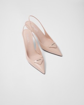 Prada Brushed Leather Slingback Pumps Powder Pink