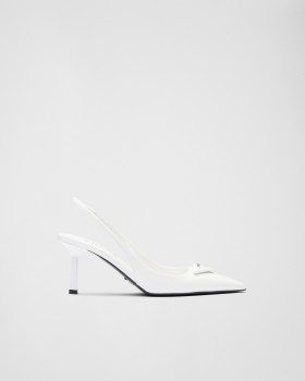 Prada Brushed Leather Slingback Pumps White