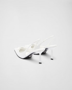 Prada Brushed Leather Slingback Pumps White