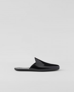 Prada Brushed Leather Slippers Black