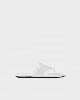 Prada Brushed Leather Thong Sandals White