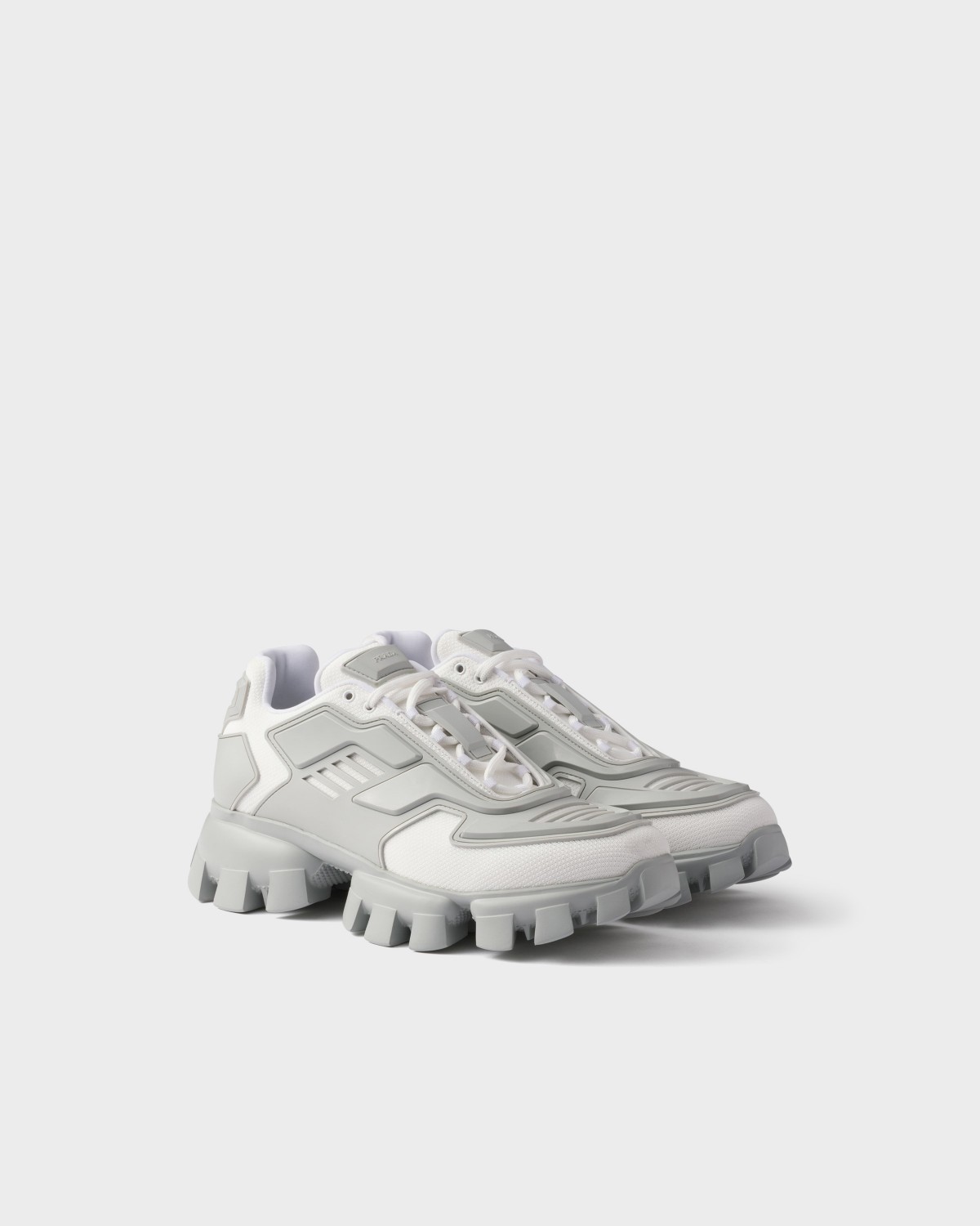 Prada Cloudbust Thunder Knit Fabric Sneakers White/Pearl Gray