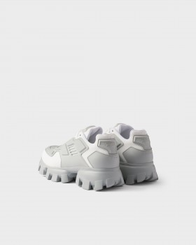 Prada Cloudbust Thunder Knit Fabric Sneakers White/Pearl Gray