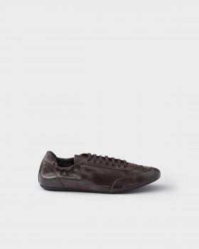 Prada Collapse Leather Sneakers Dark Brown
