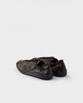 Prada Collapse Leather Sneakers Dark Brown