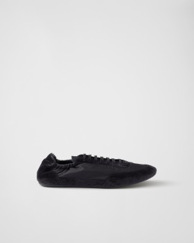 Prada Collapse Re-nylon And Suede Elasticized Sneakers Black