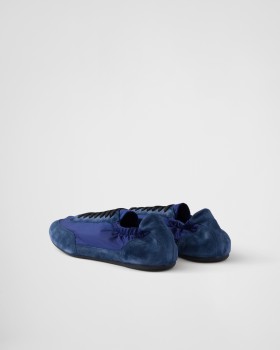 Prada Collapse Re-nylon And Suede Elasticized Sneakers Bluette