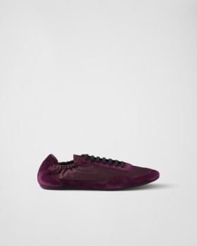 Prada Collapse Re-nylon And Suede Elasticized Sneakers Burgundy