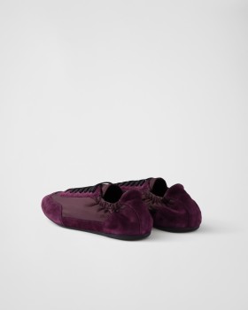 Prada Collapse Re-nylon And Suede Elasticized Sneakers Burgundy