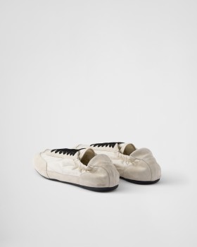 Prada Collapse Re-nylon And Suede Elasticized Sneakers Ivory