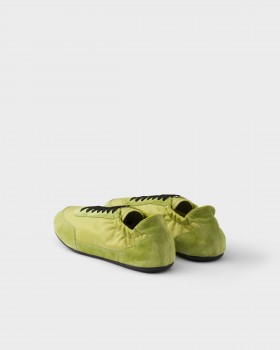 Prada Collapse Re-nylon And Suede Elasticized Sneakers Lime Green