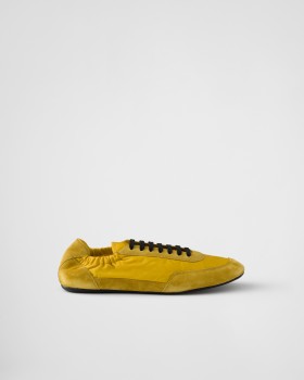 Prada Collapse Re-nylon And Suede Elasticized Sneakers Topaz