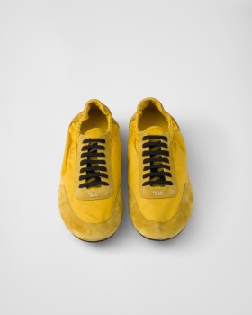 Prada Collapse Re-nylon And Suede Elasticized Sneakers Topaz