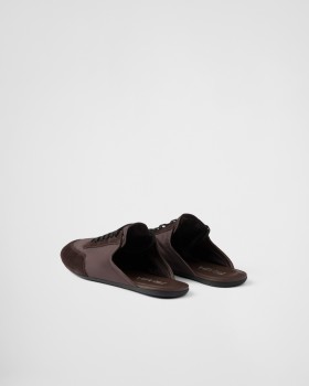 Prada Collapse Re-nylon And Suede Mules Coffee