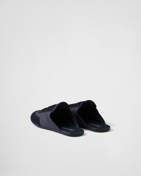 Prada Collapse Re-nylon And Suede Mules Navy