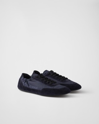 Prada Collapse Re-nylon And Suede Sneakers Navy