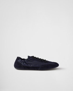 Prada Collapse Re-nylon And Suede Sneakers Navy