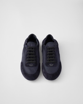 Prada Collapse Re-nylon And Suede Sneakers Navy