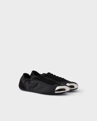 Prada Collapse Re-nylon And Suede Sneakers With Metal Toecap Black