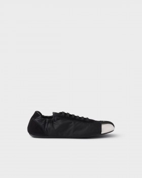 Prada Collapse Re-nylon And Suede Sneakers With Metal Toecap Black