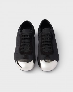 Prada Collapse Re-nylon And Suede Sneakers With Metal Toecap Black