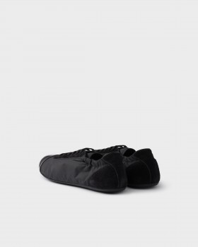 Prada Collapse Re-nylon And Suede Sneakers With Metal Toecap Black
