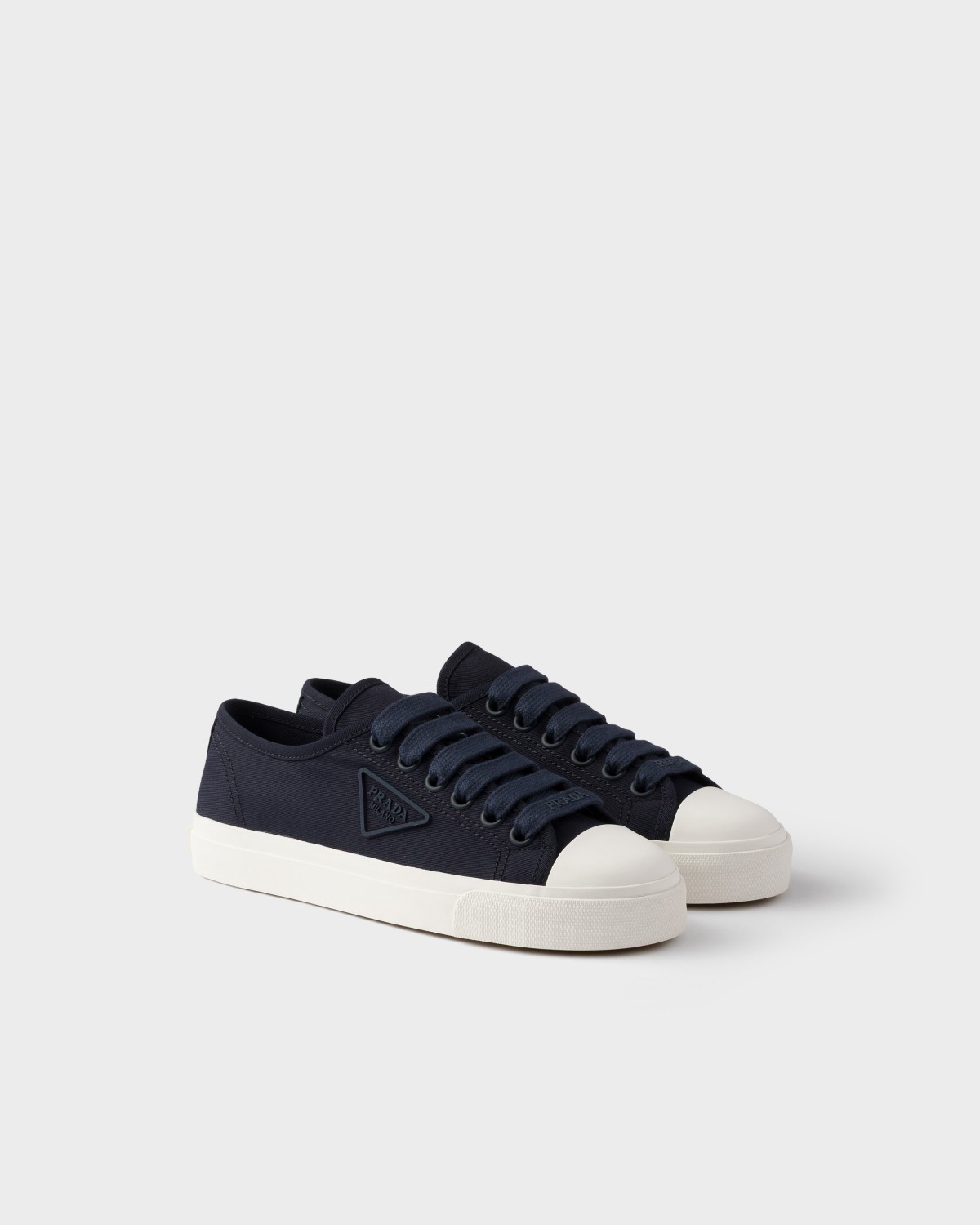Prada Cotton Gabardine Sneakers Navy