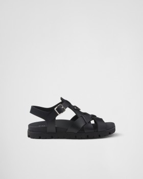Prada Crisscross Rubber Sandals Black