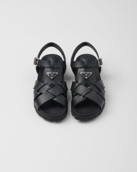 Prada Crisscross Rubber Sandals Black
