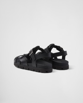 Prada Crisscross Rubber Sandals Black