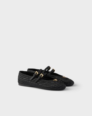 Prada Crochet Ballerinas Black