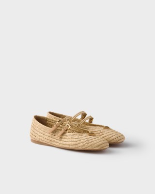 Prada Crochet Ballerinas Natural