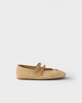 Prada Crochet Ballerinas Natural