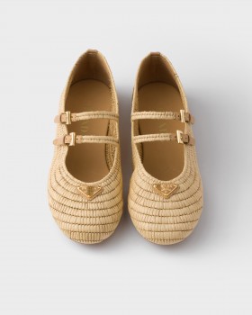 Prada Crochet Ballerinas Natural