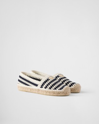 Prada Crochet Espadrilles Navy