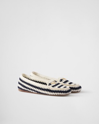 Prada Crochet Loafers Navy