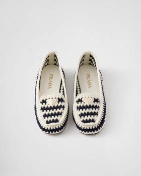 Prada Crochet Loafers Navy