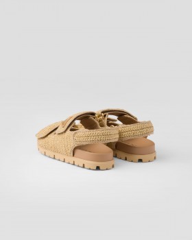 Prada Crochet Sandals Natural