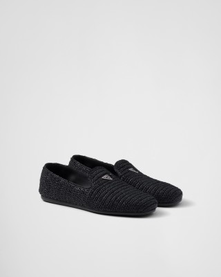 Prada Crochet Slip-on Shoes Black