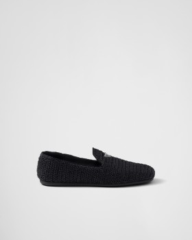 Prada Crochet Slip-on Shoes Black