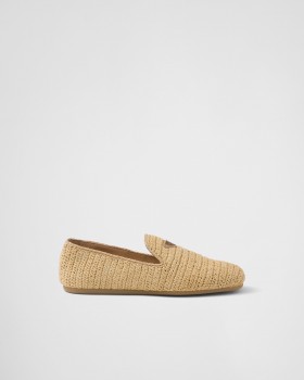 Prada Crochet Slip-on Shoes Natural