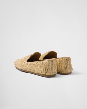 Prada Crochet Slip-on Shoes Natural