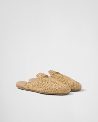 Prada Crochet Slippers Natural