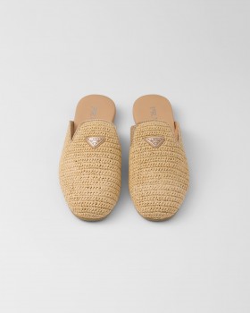 Prada Crochet Slippers Natural