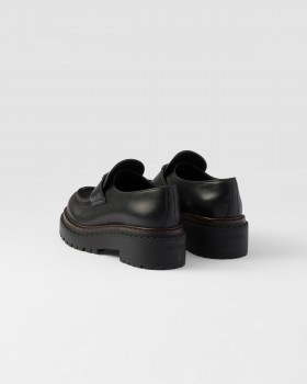 Prada Double Chocolate Leather Loafers Black