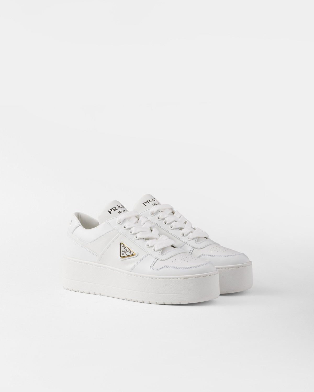Prada Downtown Bold Leather Sneakers White